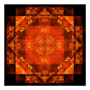 Blessing Fire Mandala Abstract Art Design Poster