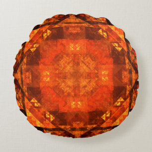 Blessing Fire Mandala Abstract Art Design Round Pillow