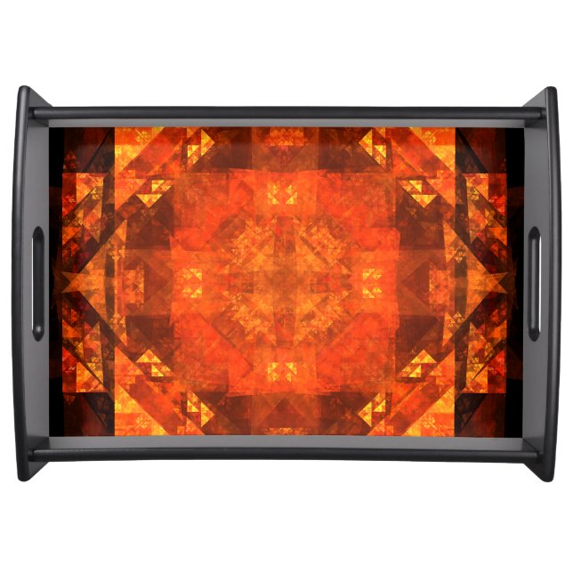 Blessing Fire Mandala Abstract Art Design Serving Tray (Front)