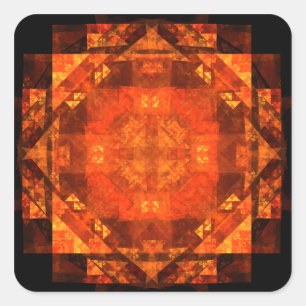 Blessing Fire Mandala Abstract Art Design Square Sticker