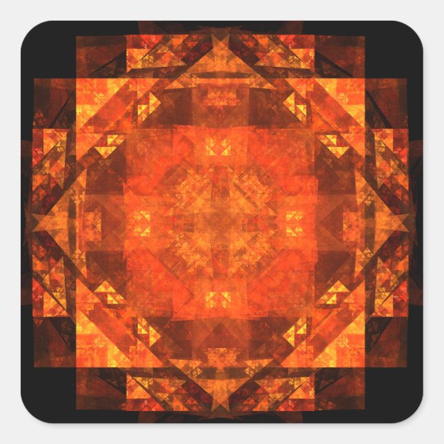 Blessing Fire Mandala Abstract Art Design Square Sticker (Front)