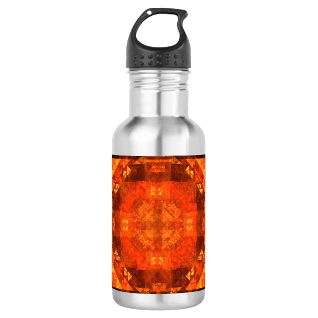 Blessing Fire Mandala Abstract Art Design Stainless Steel Water Bottle (Front)