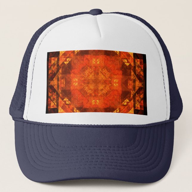 Blessing Fire Mandala Abstract Art Design Trucker Hat (Front)