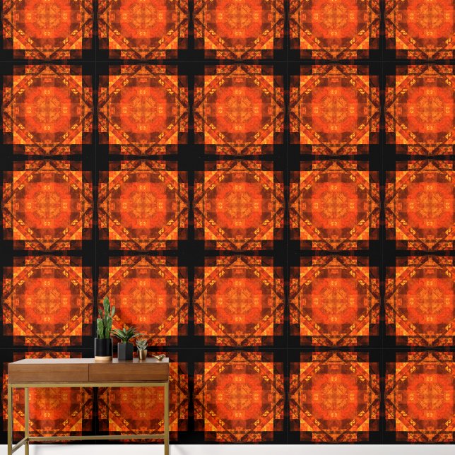 Blessing Fire Mandala Abstract Art Design Wallpaper (Hallway)