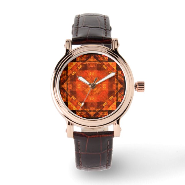 Blessing Fire Mandala Abstract Art Design Watch (Front)