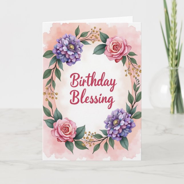 Blessing Floral Birthday Card (Front)