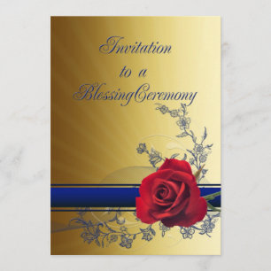 Blessing invitation with a red rose of love