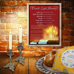 Blessing Lighting Candles Hebrew English Photo Print