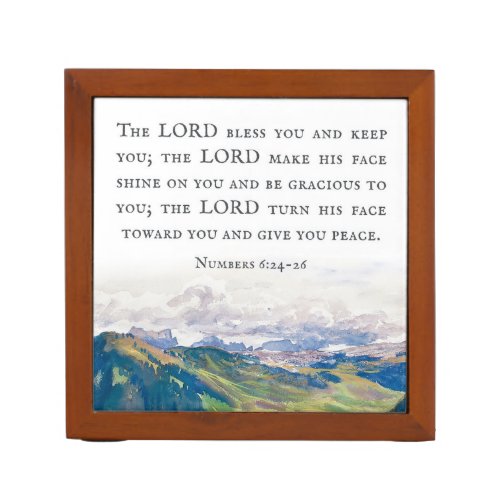 Blessing Numbers 624_26 Watercolor Landscape  Desk Organizer