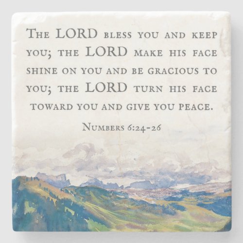 Blessing Numbers 624_26 Watercolor Landscape Stone Coaster