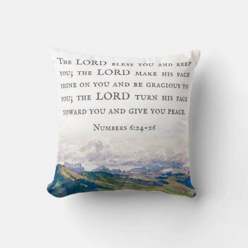 Blessing Numbers 624_26 Watercolor Landscape Throw Pillow