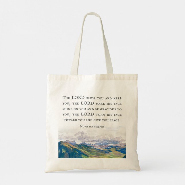Blessing, Numbers 6:24-26, Watercolor Landscape Tote Bag | Zazzle