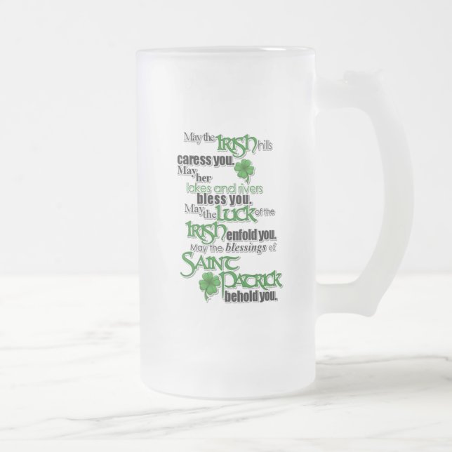 Blessing Of Saint Patrick Frosted Glass Beer Mug (Right)