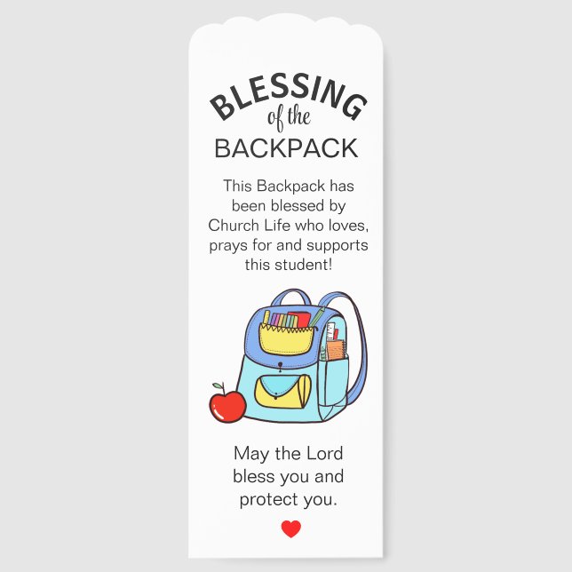 Blessing of the backpacks bookmarks (Front)