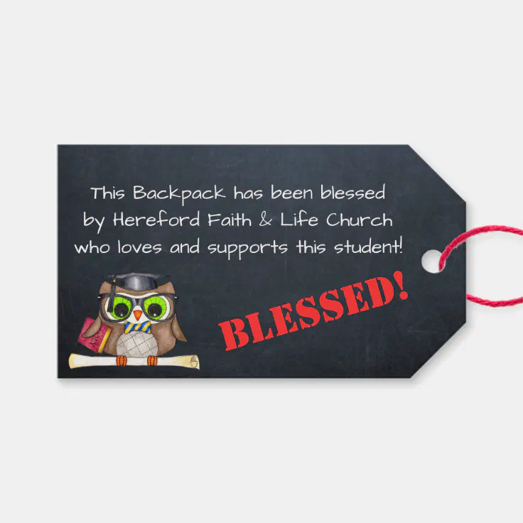 Blessing of the Backpacks Church Prayer Tag | Zazzle
