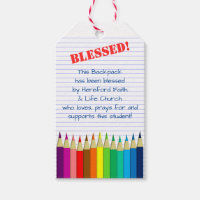 Blessing of the Backpacks Colored Pencils Church Gift Tags