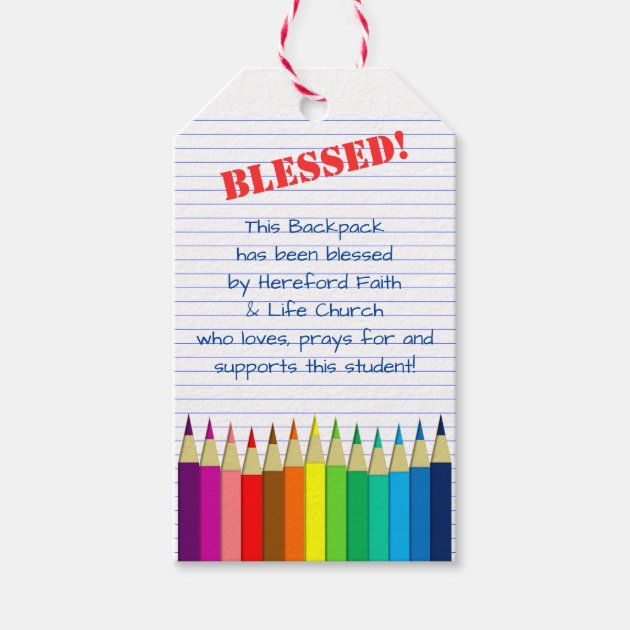 Blessing of the Backpacks Colored Pencils Church Gift Tags Zazzle