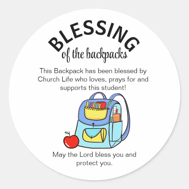 Blessing of the backpacks gift tags Zazzle