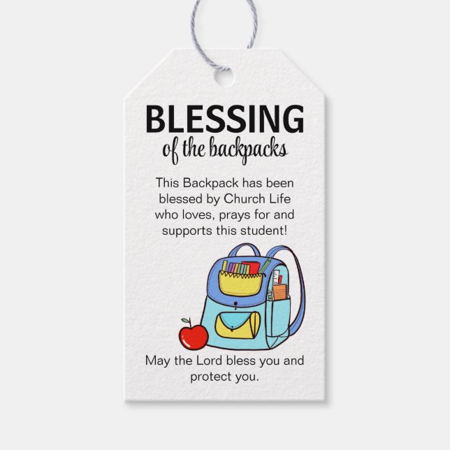 Blessing of the backpacks gift tags (Front)
