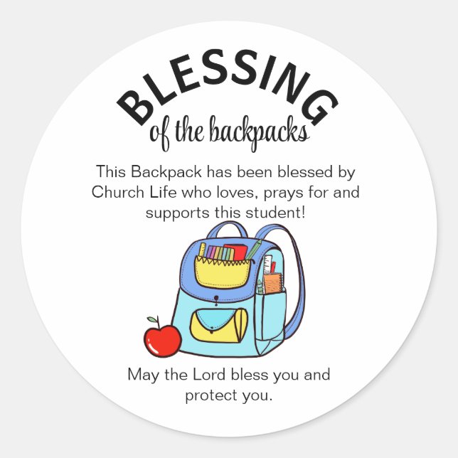 Blessing of the backpacks gift tags (Front)