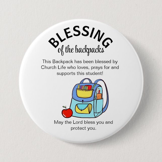 Blessing of the backpacks gift tags button (Front)