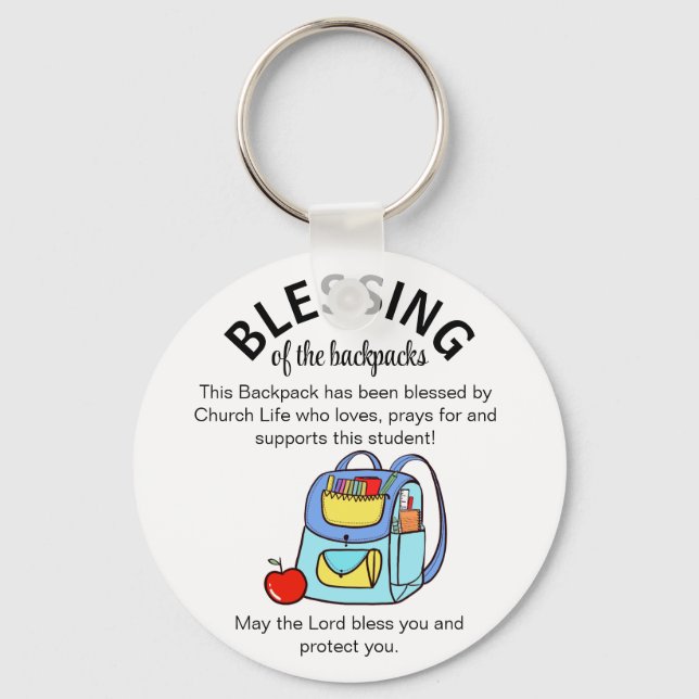 Blessing of the backpacks gift tags keychain (Front)