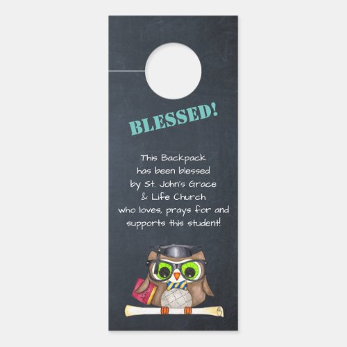 Blessing of the Backpacks Owl Church Prayer Door Hanger