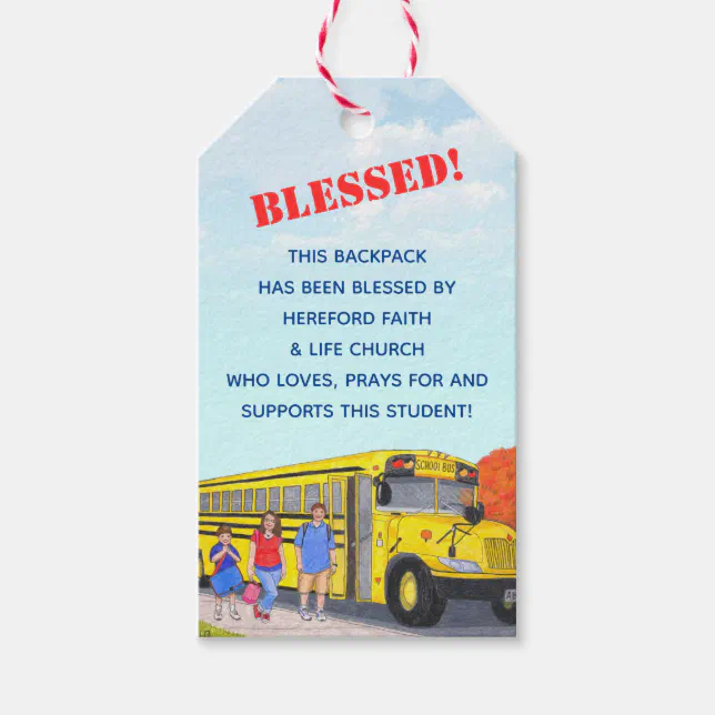 Blessing of the Backpacks School Bus Church Gift Tags Zazzle