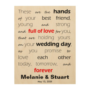Blessing of the Hands Personalize Marriage Quote Wood Wall Art
