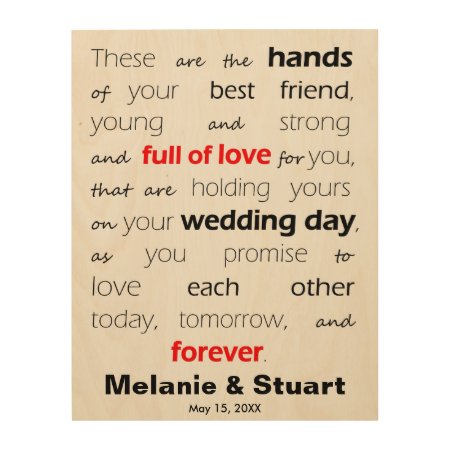 Blessing Of The Hands Personalize Marriage Quote Wood Wall Art