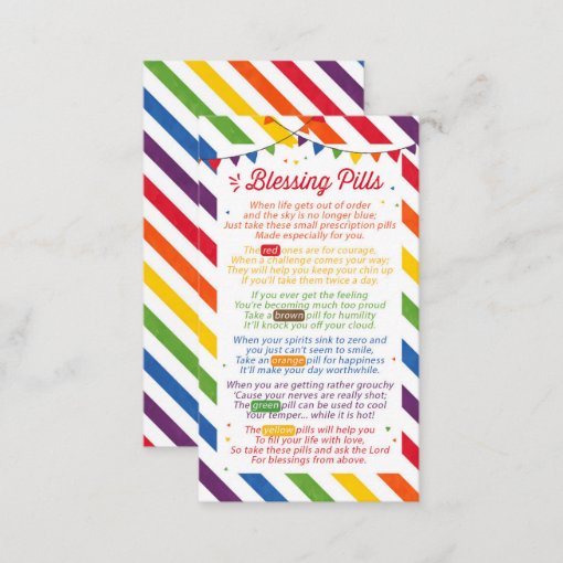 Blessing pills Poem Gift Tag Zazzle
