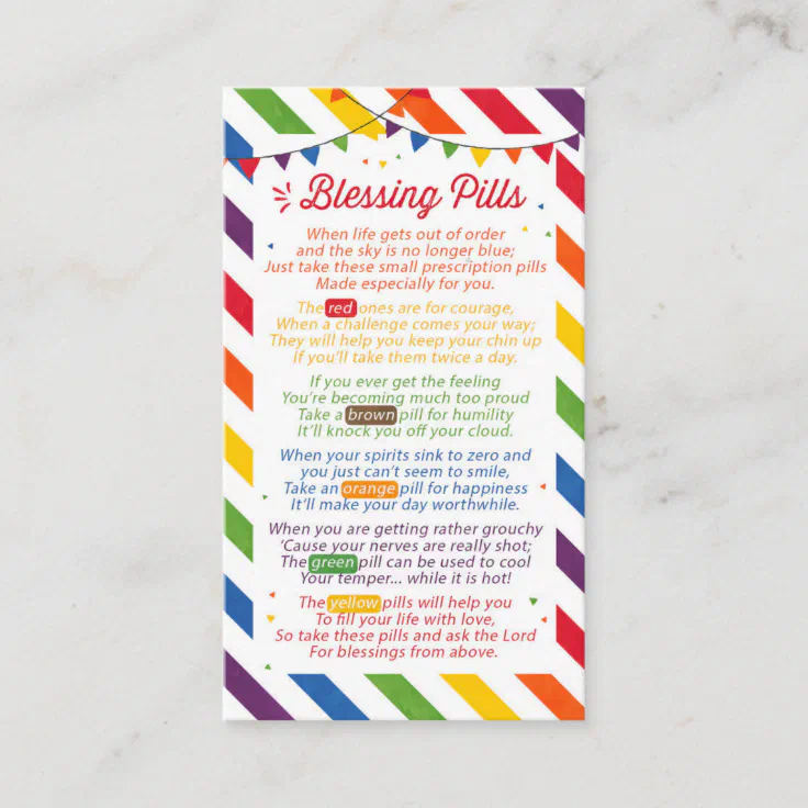 Blessing pills Poem Gift Tag | Zazzle