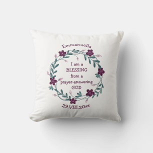BLESSING PRAYER ANSWERING GOD Floral Wreath Throw Pillow