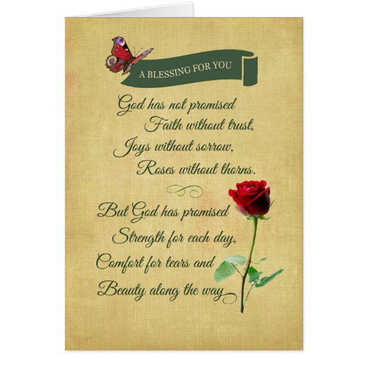 Blessing, Red Rose, Butterfly Cards (Front)
