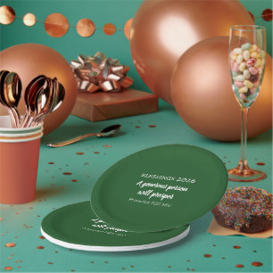 Blessings 2026 Prosperity Bible Verse Dark Green Paper Plates