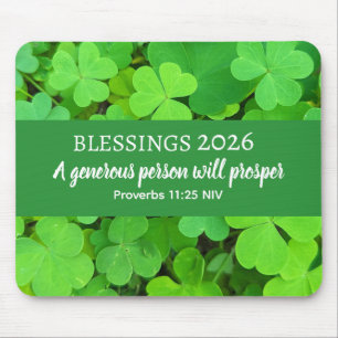 Blessings 2026 Prosperity Bible Verse Green Mouse Pad