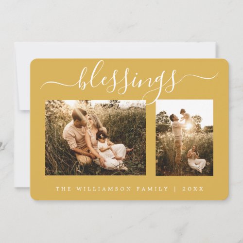 Blessings 2 Photo Template Christmas Holiday Card