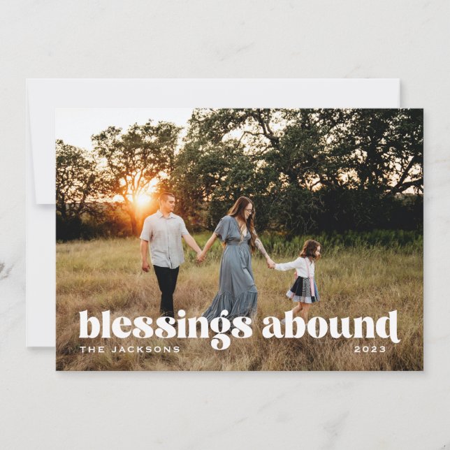 Blessings Abound Religious Christmas Holiday Card (Front)