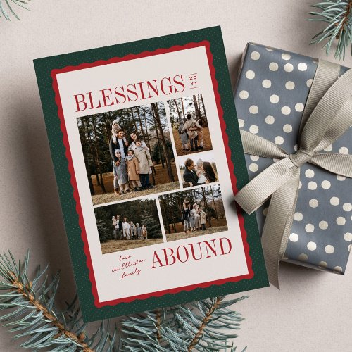 Blessings abound religious Christmas photo collage Holiday Card
