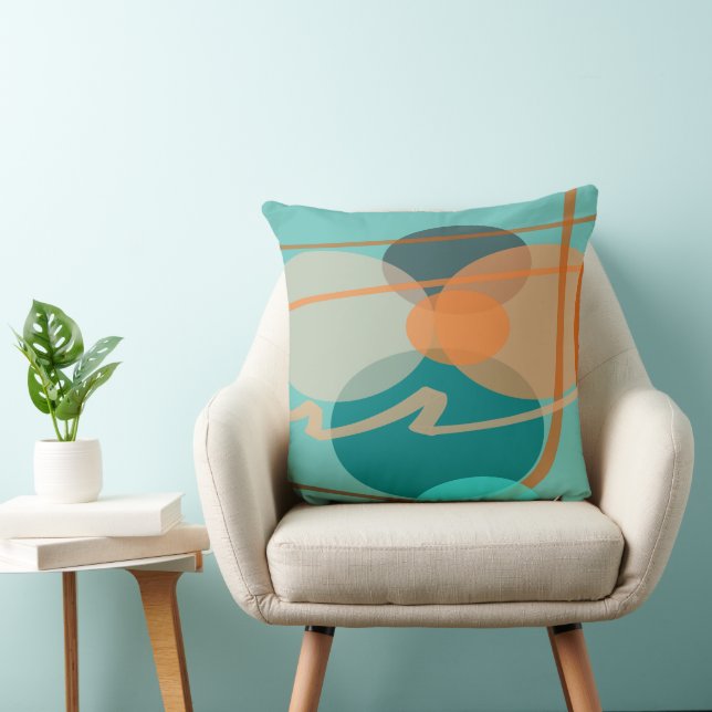 Blessings Amidst Twist And Turns Teal Orange Throw Pillow (Chair)