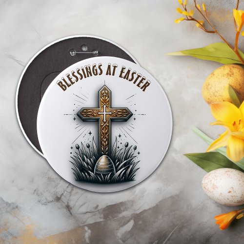 Blessings at Easter Christian Cross  Button