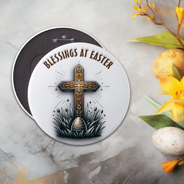 Blessings at Easter Christian Cross | Button (Creator Uploaded)
