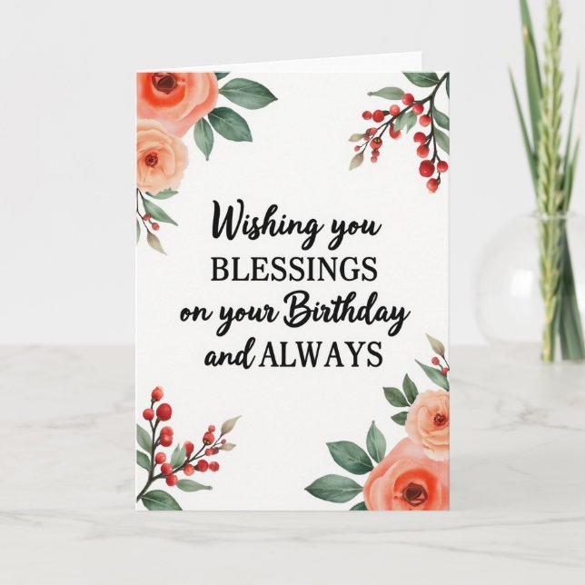Blessings Botanical Birthday Card (Front)