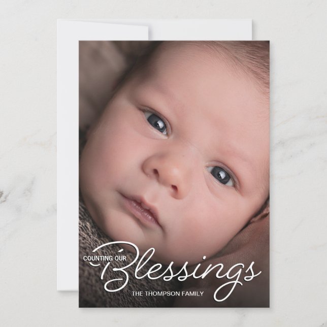 Blessings Christmas Baby Photo Birth Announcement (Front)