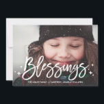 Blessings Christmas Holiday Full-Photo Card<br><div class="desc">This full photo holiday card features your photo,  modern script and whimsical stars.</div>