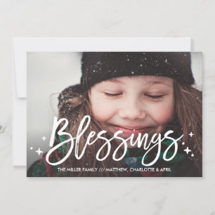 Blessings Christmas Holiday Full-Photo Card