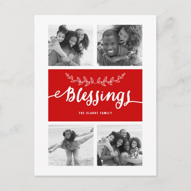 Blessings Collage | Holiday Photo Postcard (Front)