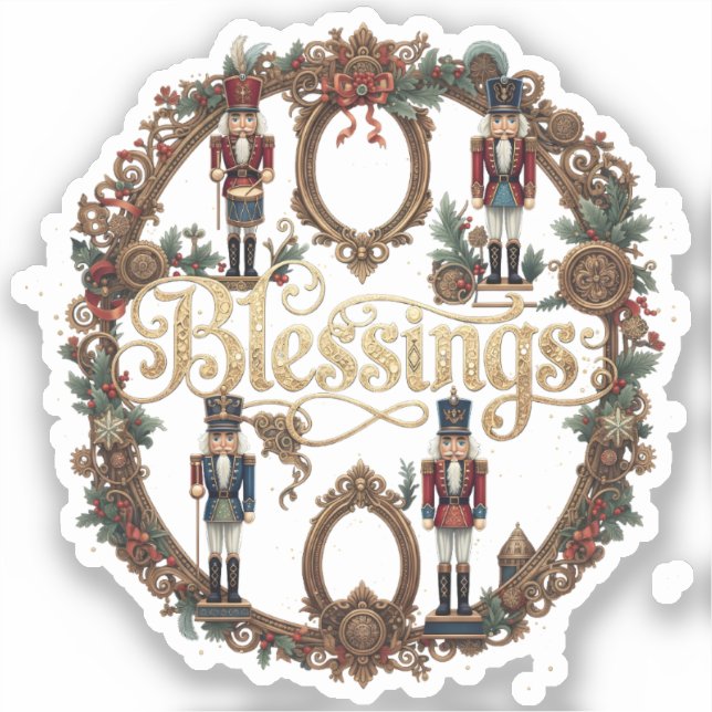 Blessings Elegant Nutcracker Sticker (Front)