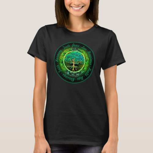 Blessings Faith Harmony Tree of Life in Green T_Shirt