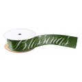 Blessings Festive Green White Satin Ribbon | Zazzle